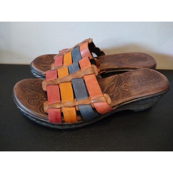 Born LoLo Women's Slide Sandals Brick Multi-Color Distressed Leather 8 US 39 EU - Picture 2 of 8